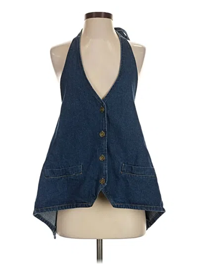 Pre-owned Lioness Sleeveless Button Down Shirt In Blue
