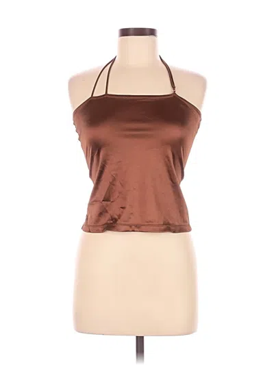 Pre-owned Lioness Sleeveless Top Brown Halter Neckline Tops