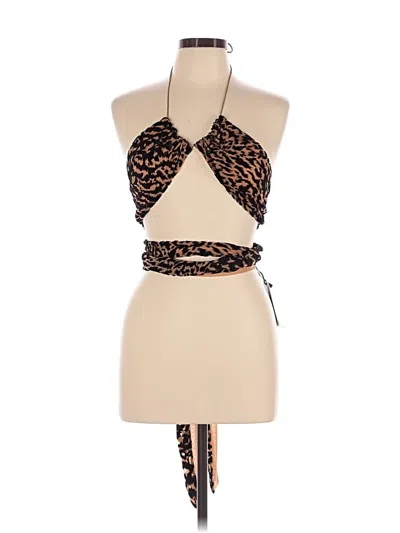 Pre-owned Lioness Sleeveless Top Tan Halter Neckline Tops