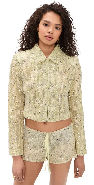 Lioness Slick Crop Jacket Lemontini In Neutral