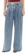 Lioness Slouched Tie Up Pants Washed Blue In Washed Blue