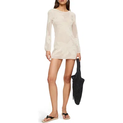 Lioness Solace Open Stitch Long Sleeve Minidress In Neutral