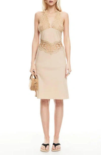 Lioness Solana Lace Inset Halter Dress In White
