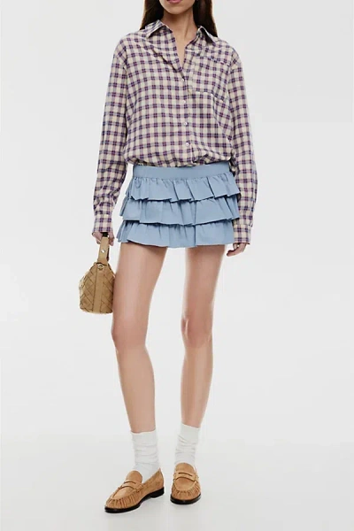Lioness Solstice Tiered Ruffle Mini Skort In Slate Blue, Women's At Urban Outfitters