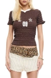 Lioness Spectate Smocked Jersey Top In Coffee