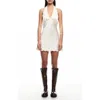 Lioness Satin Lace Trim Halterneck Plunge Mini Slip Dress In Cream