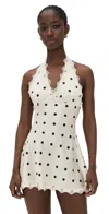 Lioness Stars Align Halter Neck Lace Trim Open Back Satin Mini Dress In White