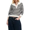 Lioness Stripe Johnny Collar Crop Sweater
