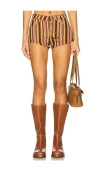 Lioness Sundrenched Low Rise Stripe Denim Shorts In Multi