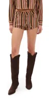 Lioness Sundrenched Low Rise Stripe Denim Shorts In Multi
