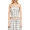 Lioness Sweet Escape Plaid Halter Top In Gray