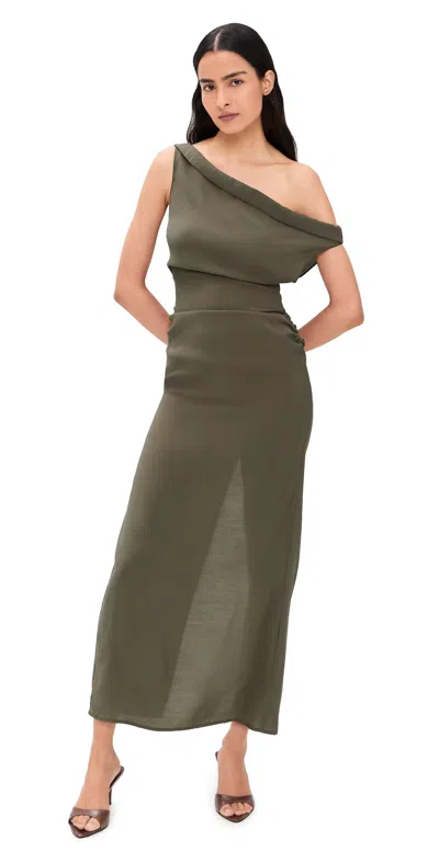 Lioness Sweetheart Maxi Dress Cocoa In Green