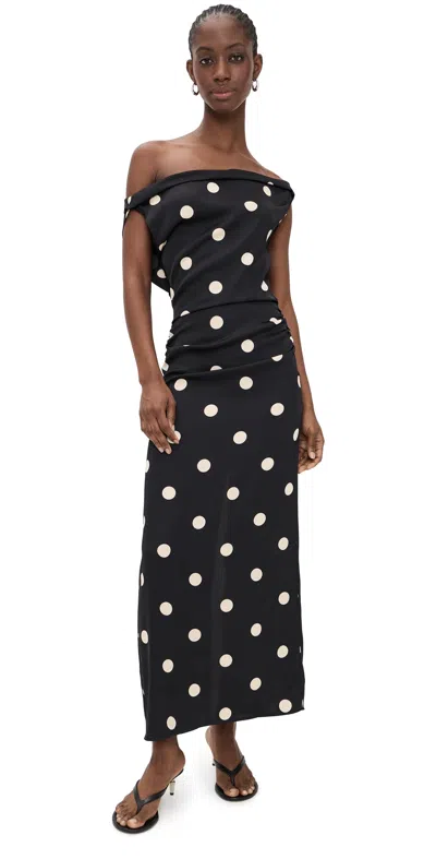 Lioness Sweetheart Maxi Dress Noir Polka In Black