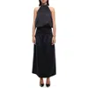 Lioness Sylvie Halter Neck Hammered Satin Maxi Dress In Black
