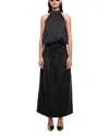 Lioness Sylvie Halter Neck Hammered Satin Maxi Dress In Black