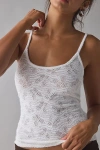 Lioness Tidal Butterfly Lace Scoop Neck Cropped Cami In Foam, Women's At Urban Outfitters In White