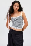 Lioness Top Model Gingham & Lace Cami In Black, Women's At Urban Outfitters In Black