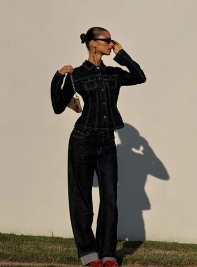 Lioness Top Model Cuffed Jean In Dark Denim