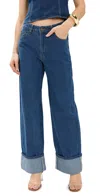 Lioness Top Model Cuffed Jeans Blue Denim In Blue Denim