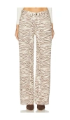 Lioness Top Model Zebra Low Rise Wide Leg Jeans In Neutral