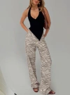 Lioness Top Model Zebra Low Rise Wide Leg Jeans In Neutral