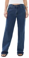 Lioness Renacida Low Rise Wide Leg Jeans In Dark Denim