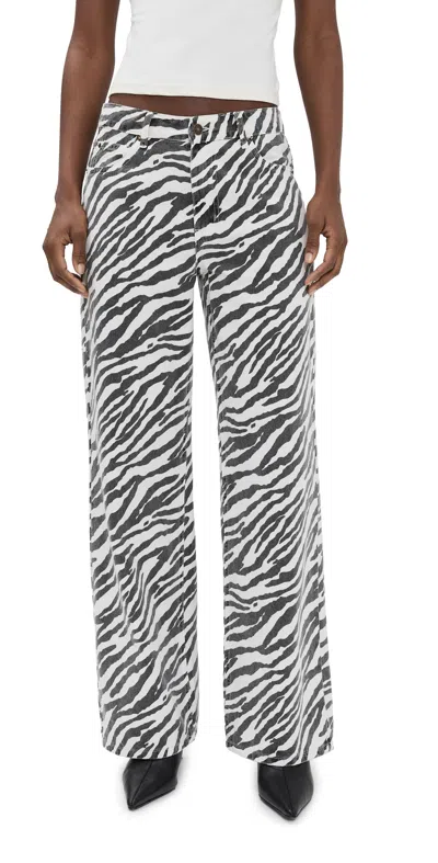 Lioness Top Model Zebra Stripe Low Rise Baggy Jeans In Multi