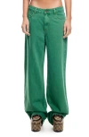 Lioness Top Model Low Rise Baggy Jeans In Moss