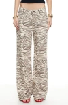 Lioness Top Model Zebra Low Rise Wide Leg Jeans In Neutral