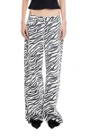 Lioness Top Model Zebra Stripe Low Rise Baggy Jeans In Multi
