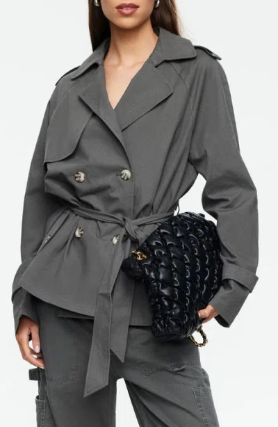 Lioness Trencherous Crop Coat In Gray