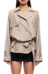 Lioness Cropped Trencherous Coat In Mushroom
