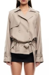 Lioness Cropped Trencherous Coat In Mushroom