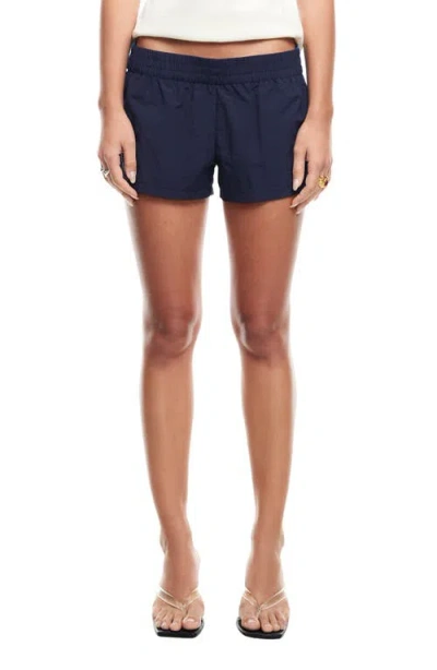 Lioness Twilight Stripe Low Rise Nylon Shorts In Midnight