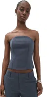 Lioness Untamed Strapless Cotton Top In Blue