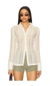 Lioness Unveiling Floral Lace Button-up Shirt In Cream