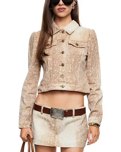 Lioness Uptown Cotton Button Front Denim Jacket In Multi
