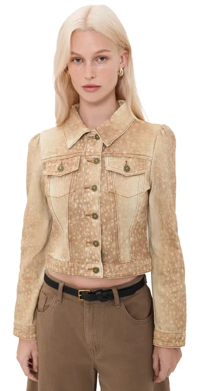 Lioness Uptown Denim Jacket Fawn In Blue