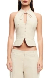 Lioness Utopian Halter Crop Vest In Neutral