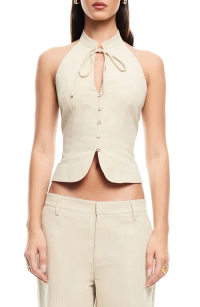 Lioness Utopian Halter Crop Vest In Neutral