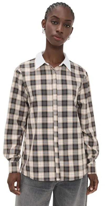 Lioness Vacanza Shirt Chocolate Plaid In Gray
