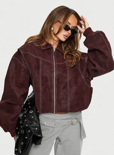 Lioness Vista Bomber Jacket In Burgundy