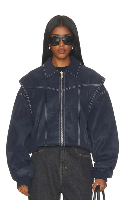 Lioness Vista Bomber Jacket In Washed Navy