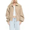 Lioness Vista Faux Suede Bomber Jacket In Brown