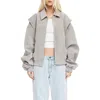 Lioness Vista Faux Suede Bomber Jacket In Gray