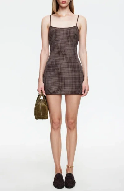 Lioness Voyage Check Minidress In Brown