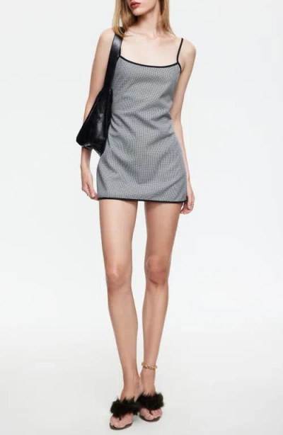 Lioness Voyage Houndstooth Minidress In Gray