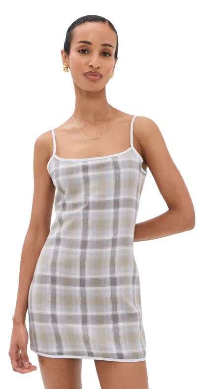 Lioness Voyage Mini Dress Ash Plaid In Gray