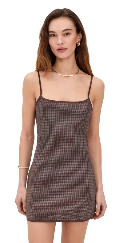 Lioness Voyage Mini Dress Chocolate Plaid In Brown