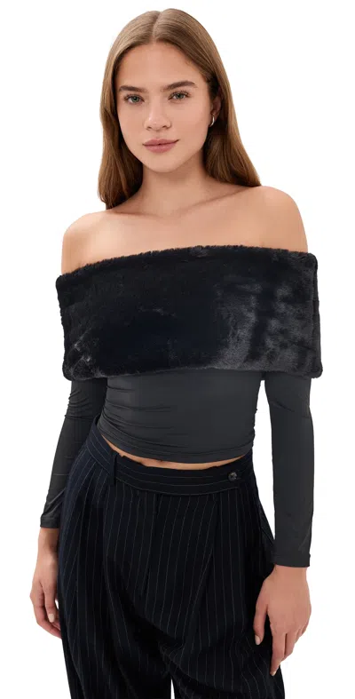 Lioness Waldorf Off Shoulder Top Pitch In Blue